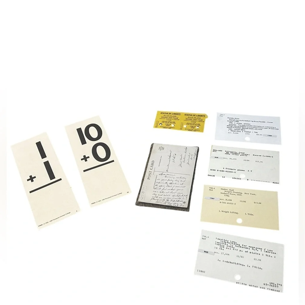 Vintage Paper Ephemera Lot Postcard Library Cards Tickets Flash Cards